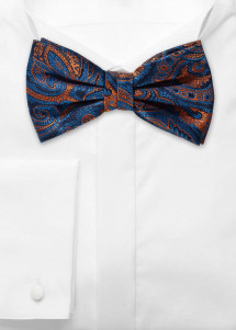 Fliege mit Paisley Muster in blau-orange