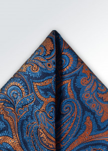 Einstecktuch mit Paisley Muster in blau-orange