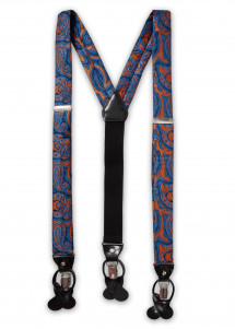 Hosenträger mit Paisley Muster in blau-orange