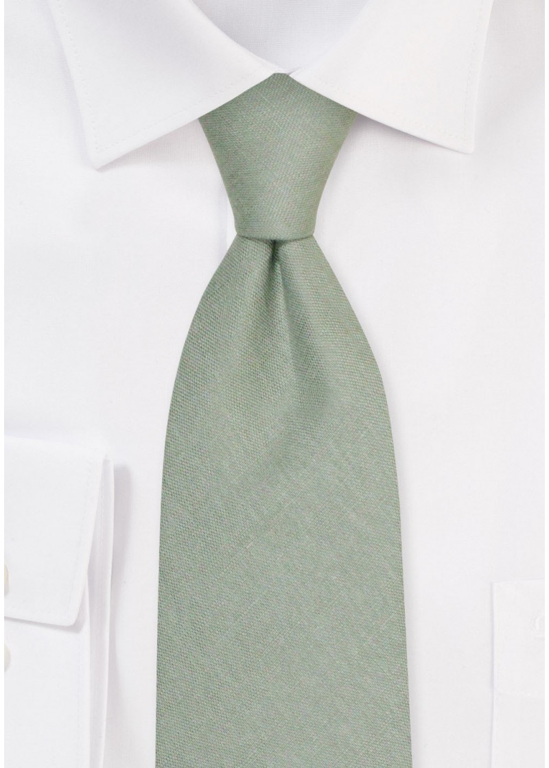 Elegante Leinenkrawatte in Dark Lime Green