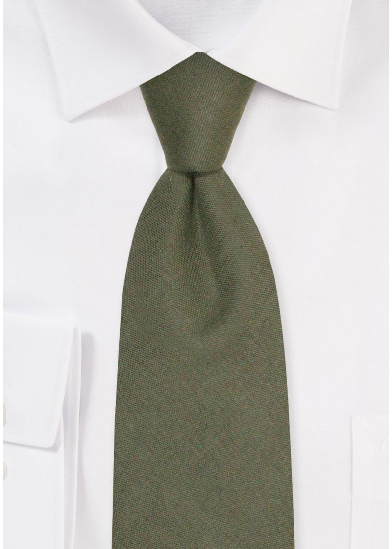 Elegante Leinenkrawatte in Dark Green