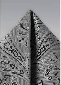 Einstecktuch Set elegantes Paisley-Motiv Silber Schwarz