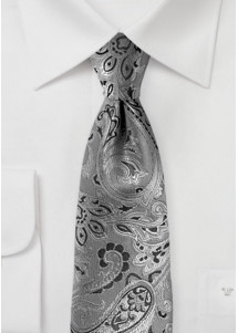 Krawatte Set elegantes Paisley-Motiv Silber Schwarz