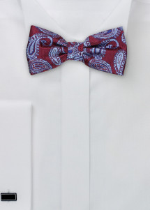 Fliege Paisley-Motiv weinrot hellblau