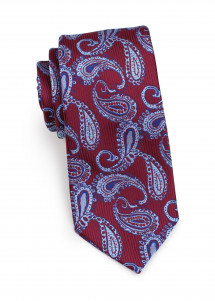 Krawatte Paisley-Motiv weinrot hellblau