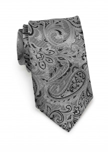 Krawatte Set elegantes Paisley-Motiv Silber Schwarz