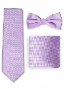 Krawatte, Fliege und Einstecktuch aus Geschenk-Set fliederfarben