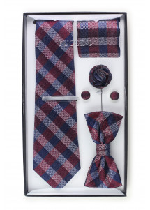 Komplettset klassisches Glencheckdesign bordeaux