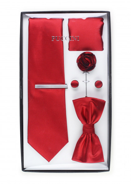 Geschenk-Set Krawatte Herren-Schleife Tuch in rot