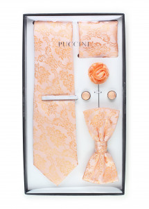 Geschenkbox Paisleymuster apricot  mit Krawatte,
