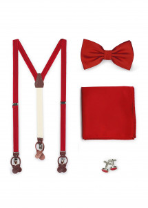 Set: Hosenträger, Fliege, Einstecktuch und