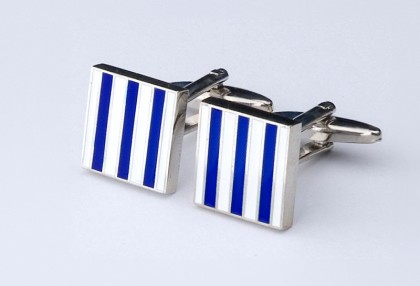 Schickes Manschettenknopf Paar Weiß / Blau