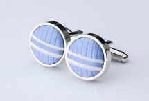 Manschettenknöpfe blau/weiß Seiden Inlay