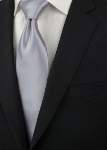 elegante Herrenkrawatte einfarbig Silber aus Mikrofaser
