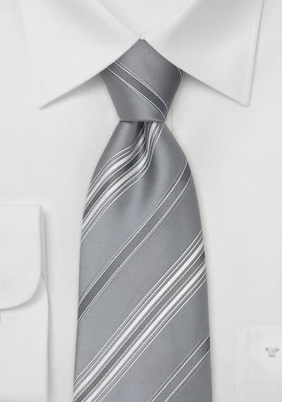 Silberne Krawatte weiß gestreift