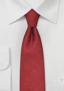 Schmale Krawatte mit rotem Paisleymuster