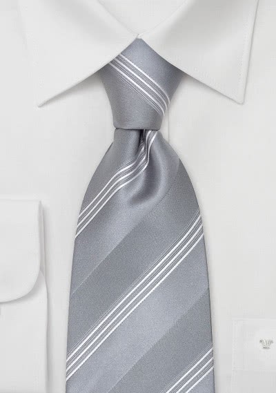 Festliche Krawatte Silber Streifen