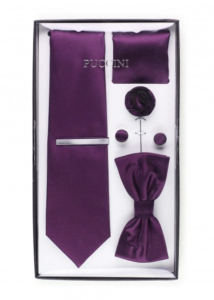 Geschenk-Set Krawatte Fliege Tuch und mehr in Violett