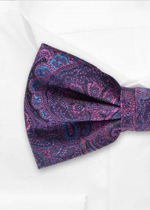 Fliege aus Set mit Paisleymuster in Purpur und Blau Zoombild