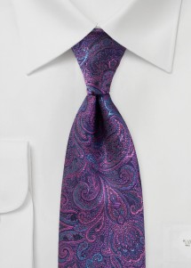 Krawatte aus Set mit Paisleymuster in Purpur und Blau