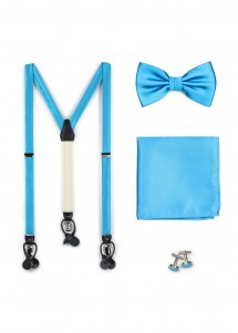 Set: Hosenträger, Herrenschleife, Einstecktuch und