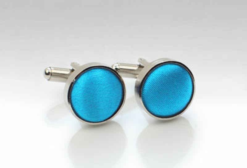 Manschettenknöpfe Stoff türkisblau