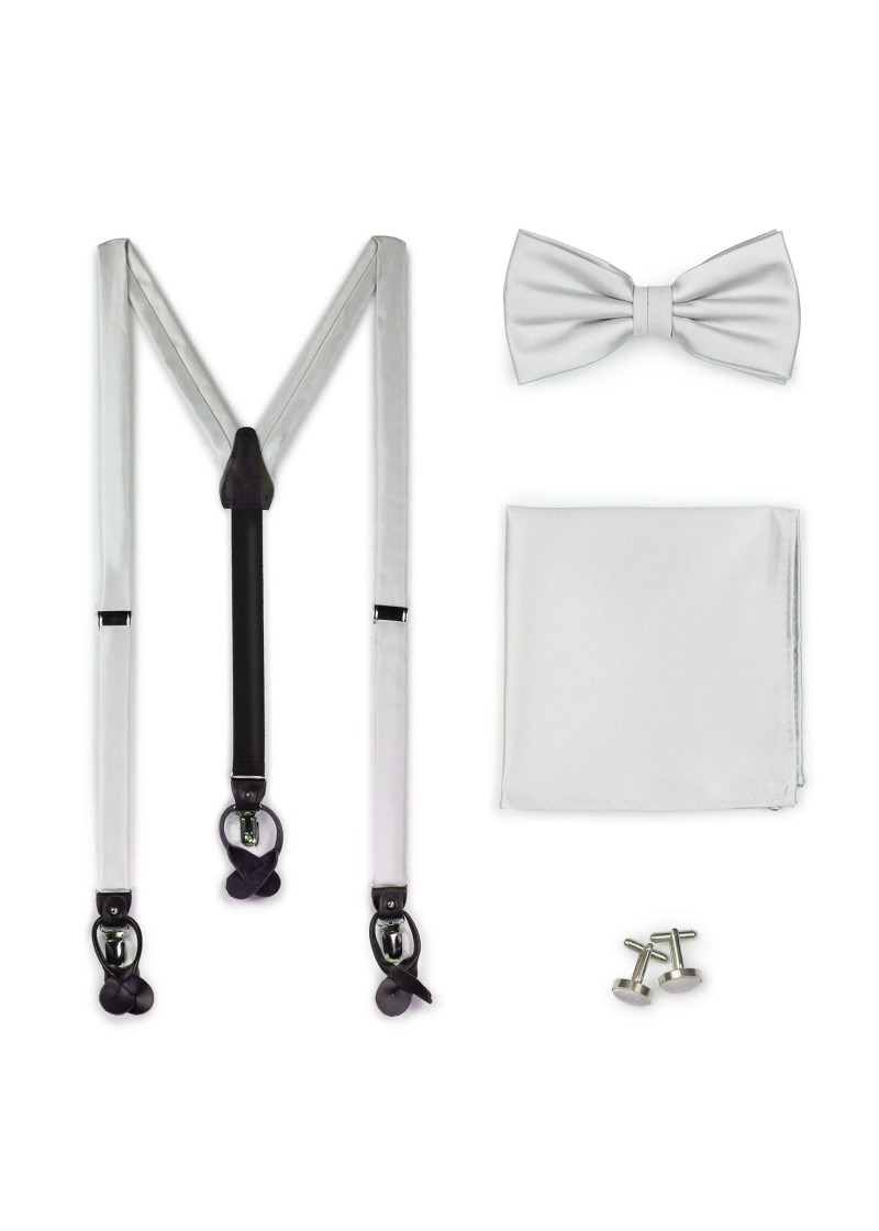 Set: Hosenträger, Fliege, Kavaliertuch und