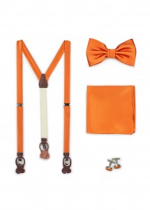 Set: Hosenträger, Schleife, Einstecktuch und