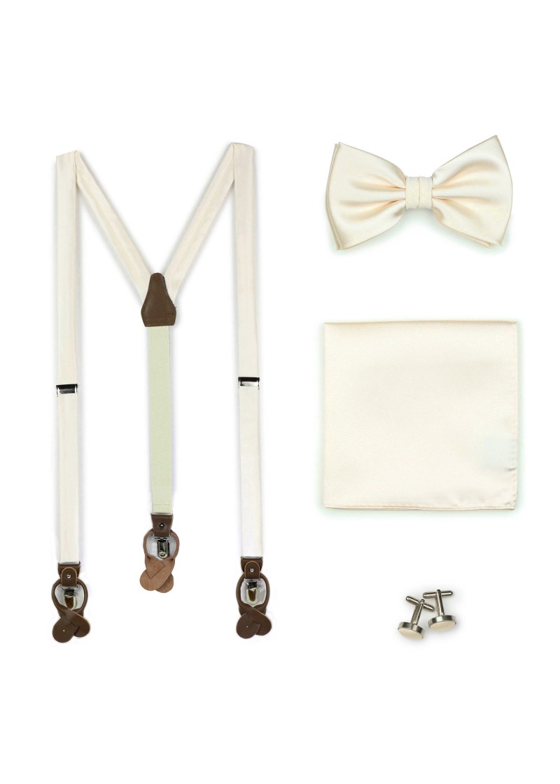 Set: Hosenträger, Herrenschleife, Ziertuch und