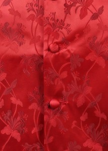 Hochzeitsweste mit Plastron Blumenmuster Rot Nahaufnahme