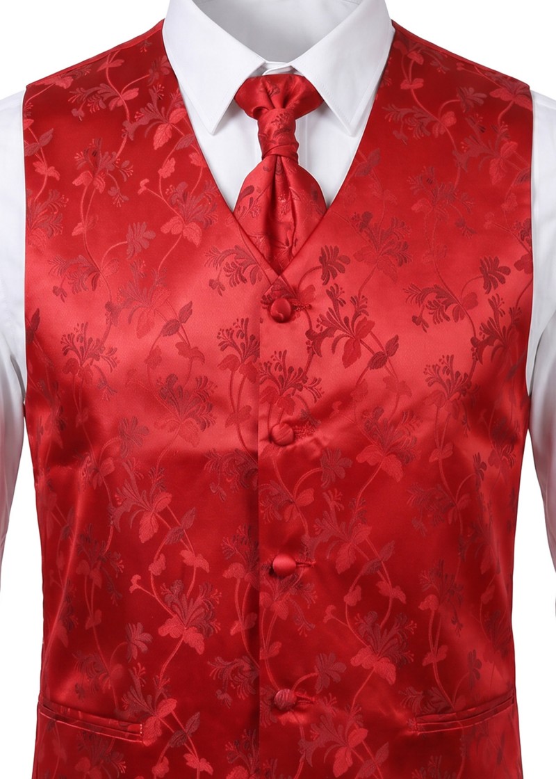 Hochzeitsweste Blumenmuster rot