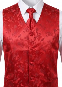 Hochzeitsweste Blumenmuster rot