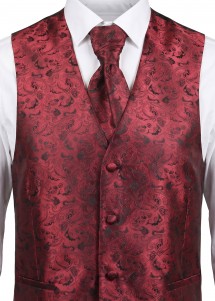 Herrenweste mit Ornamenten im Set mit Plastron und