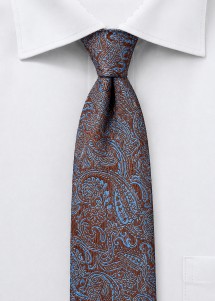 Krawatte aus Geschenk-Set Paisley Blau und Braun