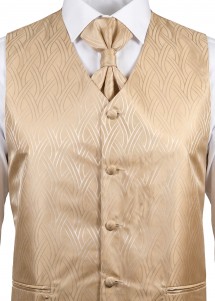 Herrenweste mit Zopfmuster im Set Creme / Beige