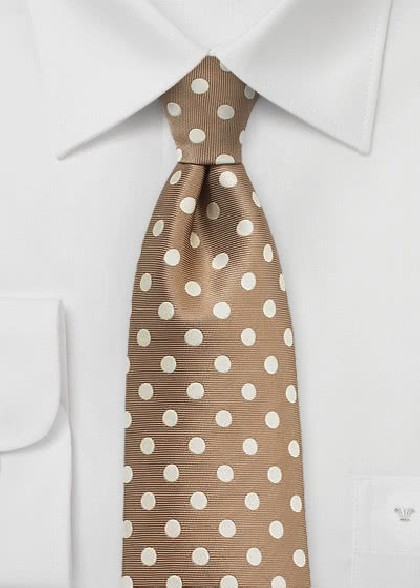 Herrenkrawatte Hellbraun Pünktchen elegant