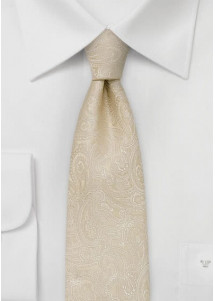 Schmale Hochzeitskrawatte Paisleys auf Creme
