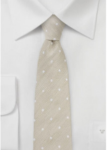 Herrenkrawatte beige tupfengemustert mit Leinen