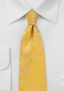 Krawatte goldgelb Rankenmuster