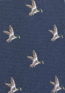 Jagd-Krawatte Wolle nachtblau Rebhuhn