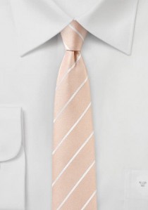 Krawatte schlank Streifen apricot weiß