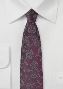 Blümchenmuster-Krawatte bordeauxrot