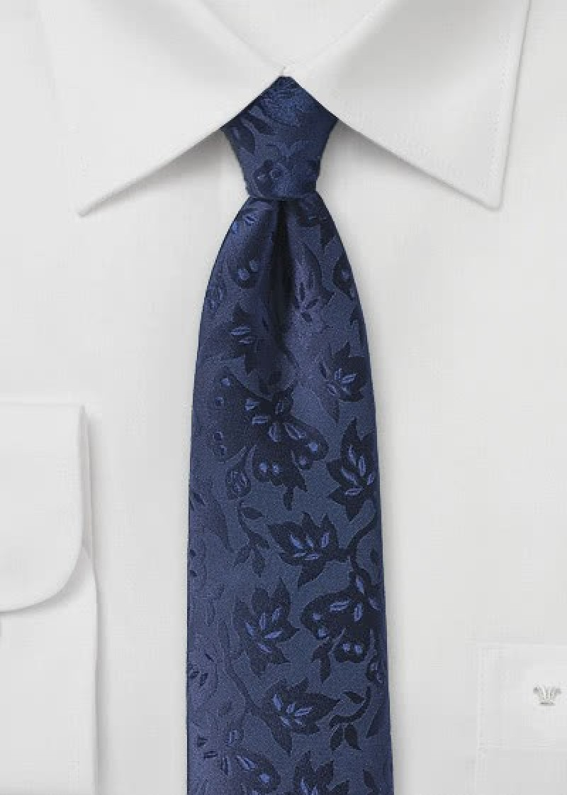 Krawatte Rankenmuster navyblau