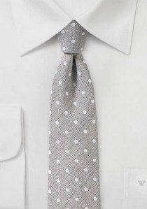 Krawatte mit Leinen tupfengemustert hellgrau