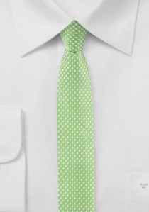 Krawatte schmal  blassgrün punktgemustert