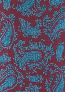 Krawatte bordeaux blaugrün Paisley-Muster