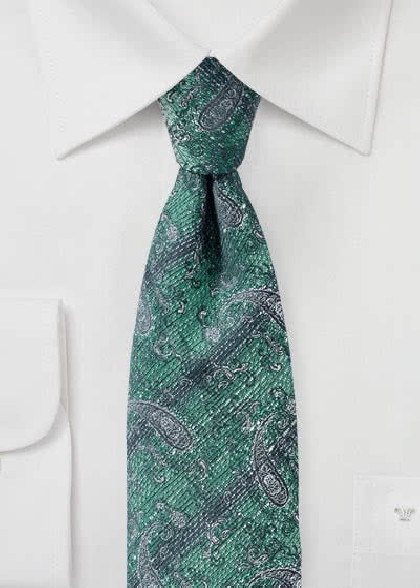 Herrenkrawatte meliert Paisleymotiv edelgrün