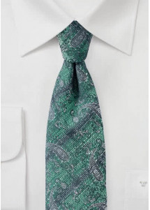 Krawatte meliert Paisleymotiv grün