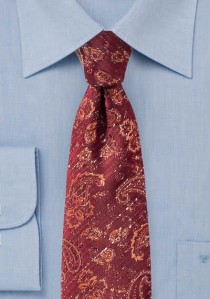 Krawatte Paisleymotiv kirschrot lachsfarben