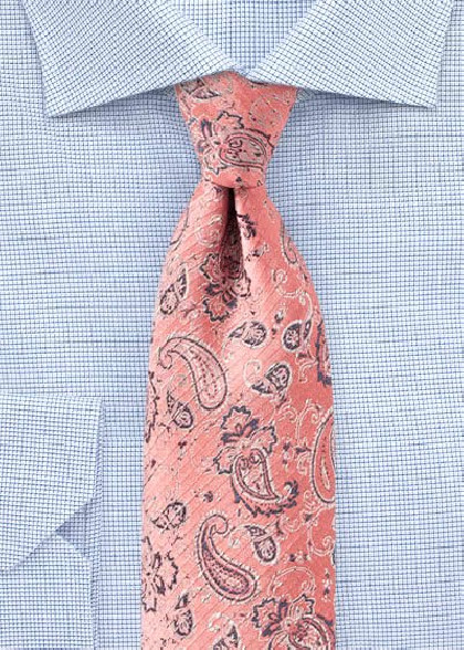 Businesskrawatte Paisleymotiv flamingo schwarz